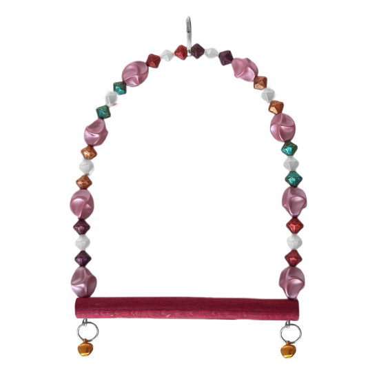 Boncuklu Ve Tünekli Kuş Salıncağı 10 cm-14 cm Bordo Boncuklu Ve Tünekli Kuş Salıncağı 10 cm-14 cm Bordo