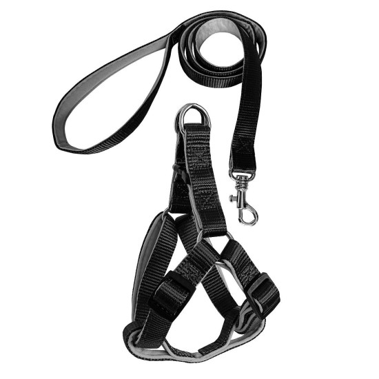 Gezdirme Kayışlı Dokuma Köpek Göğüs Tasma Seti 52*73-110 cm Siyah Gezdirme Kayışlı Dokuma Köpek Göğüs Tasma Seti 52*73-110 cm Siyah