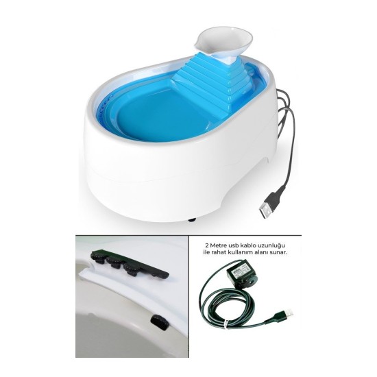 Kedi Köpek Su Pınarı Şelale 2 Litre - 5 volt ( usb'li ) Mavi Kedi Köpek Su Pınarı Şelale 2 Litre - 5 volt ( usb'li ) Mavi