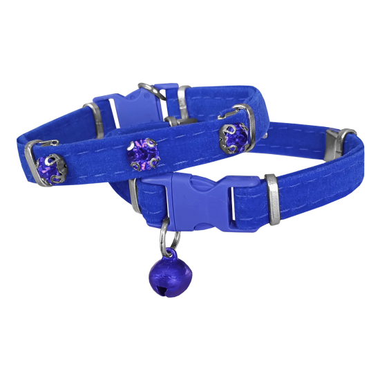 Kadife Kedi Boyun Tasması Taşlı 20-32 cm Mavi Kadife Kedi Boyun Tasması Taşlı 20-32 cm Mavi