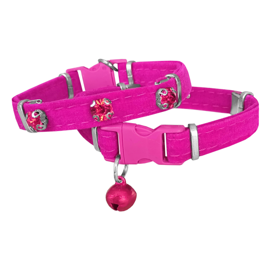 Kadife Kedi Boyun Tasması Taşlı 20-32 cm Pembe Kadife Kedi Boyun Tasması Taşlı 20-32 cm Pembe