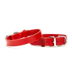 Deri El Yapımı Köpek Boyun Tasması 1,5x32-37 cm Kırmızı