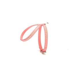 Taşlı Deri Köpek Göğüs Tasması 1,2 x 21-30 cm Pembe