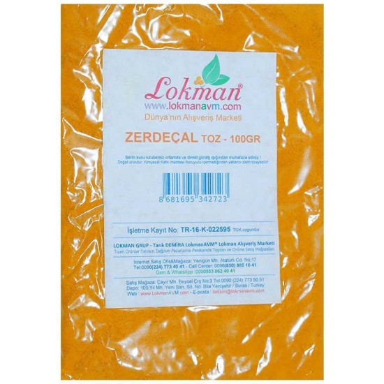 Zerdeçal Kökü Doğal Öğütülmüş 100 Gr Paket Zerdeçal Kökü Doğal Öğütülmüş 100 Gr Paket