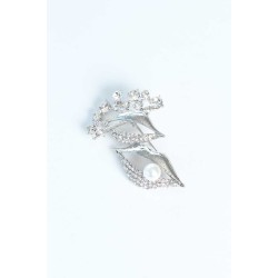 Zirkon Taşlı Metal Broş - Lisinya