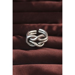 Gümüş Renk Düğüm Model Ayarlamalı Erkek Yüzük - Lisinya