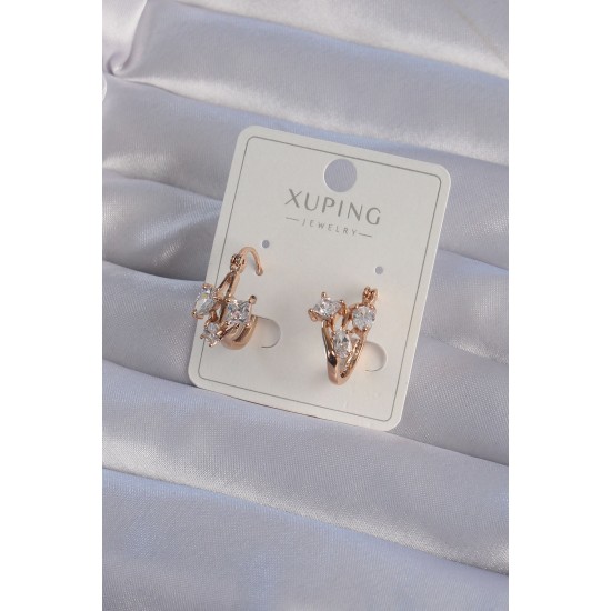 XUPİNG Rose Renk Zirkon Taşlı Halka Küpe - Lisinya