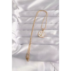 316L Çelik Gold Renk Beyaz Mineli Karışık Figürlü Tarot Kolye - Lisinya
