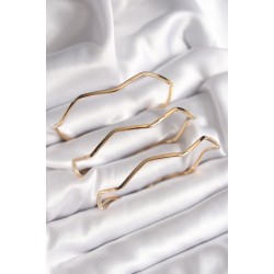 316L Çelik Gold Renk 65 mm Zikzak Model Ajda Bilezik - Lisinya