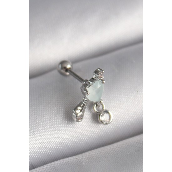 316L Çelik Gümüş Renk Beyaz Minelik Kalp Sallantı Zirkon Taş Detay Tragus Piercing - Lisinya 316L Çelik Gümüş Renk Beyaz Minelik Kalp Sallantı Zirkon Taş Detay Tragus Piercing - Lisinya