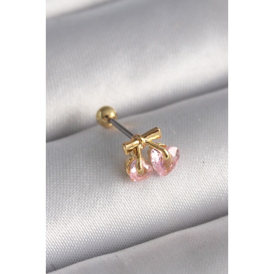 316L Çelik Gold Renk Pembe Zirkon Taşlı Kalp Tragus Piercing - Lisinya 316L Çelik Gold Renk Pembe Zirkon Taşlı Kalp Tragus Piercing - Lisinya