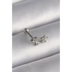 316L Çelik Gümüş Renk Zirkon Taşlı Yıldız Tragus Piercing - Lisinya