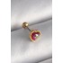 316L Çelik Gold Renk Kırmızı Mineli Kalp Tragus Piercing - Lisinya