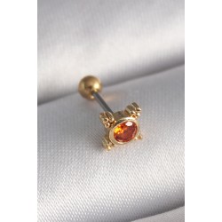 316L Çelik Gold Renk Turuncu Zirkon Taşlı Tragus Piercing - Lisinya