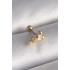 316L Çelik Gold Renk Zirkon Taş Detay Pembe Kalp İşleme Tragus Piercing - Lisinya
