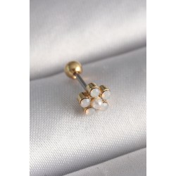 316L Çelik Gold Renk Zirkon Taşlı Çiçek Model Tragus Piercing - Lisinya