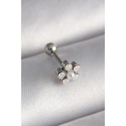 316L Çelik Gümüş Renk Zirkon Taşlı Çiçek Model Tragus Piercing - Lisinya