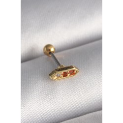 316L Çelik Gold Renk Turuncu Zirkon Taşlı Tragus Piercing - Lisinya
