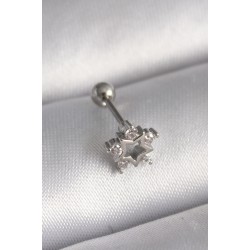 316L Çelik Gümüş Renk Zirkon Taşlı Yıldız Model Tragus Piercing - Lisinya