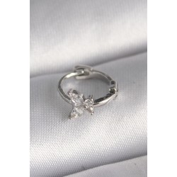 316L Çelik Gümüş Renk Zirkon Taşlı Kelebek Model Tragus Piercing - Lisinya