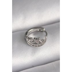 316L Çelik Gümüş Renk Zirkon Taşlı Ay Yıldız Model Tragus Piercing - Lisinya