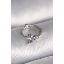 316L Çelik Gümüş Renk Zirkon Taşlı Kelebek Model Tragus Piercing - Lisinya