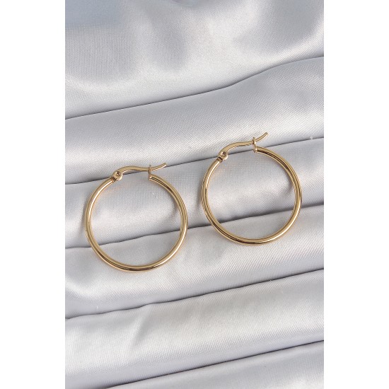 316 Çelik Gold Renk 27 mm Halka Model Kadın Küpe - Lisinya 316 Çelik Gold Renk 27 mm Halka Model Kadın Küpe - Lisinya