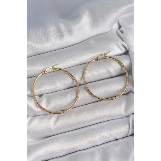 316 Çelik Gold Renk 43 mm Halka Model Kadın Küpe - Lisinya 316 Çelik Gold Renk 43 mm Halka Model Kadın Küpe - Lisinya