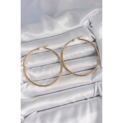 316 Çelik Gold Renk 53 mm Halka Model Kadın Küpe - Lisinya