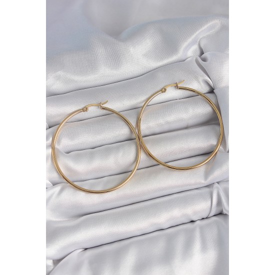 316 Çelik Gold Renk 53 mm Halka Model Kadın Küpe - Lisinya 316 Çelik Gold Renk 53 mm Halka Model Kadın Küpe - Lisinya