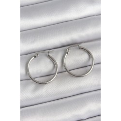 316 Çelik Gümüş Renk 22 mm Halka Model Kadın Küpe - Lisinya