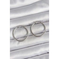 316 Çelik Gümüş Renk 27 mm Halka Model Kadın Küpe - Lisinya