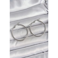 316 Çelik Gümüş Renk 33 mm Halka Model Kadın Küpe - Lisinya
