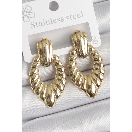316 Çelik Gold Renk İşlemeli Motiif Model Kadın Küpe - Lisinya 316 Çelik Gold Renk İşlemeli Motiif Model Kadın Küpe - Lisinya