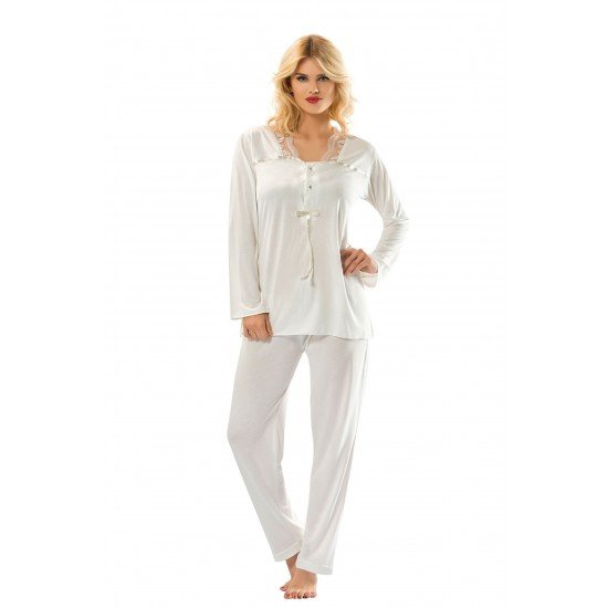 Ekru Penye Pijama Takımı Ekru Penye Pijama Takımı