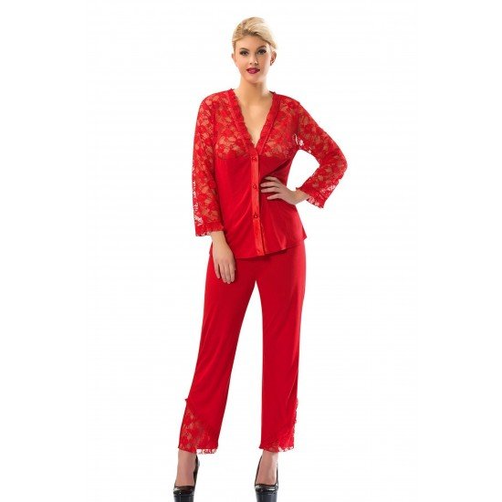 Kırmızı Penye Pijama Takımı Kırmızı Penye Pijama Takımı