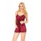 Bordo Saten Babydoll Şortlu Takım Bordo Saten Babydoll Şortlu Takım