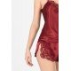 Bordo Saten Babydoll Şortlu Takım Bordo Saten Babydoll Şortlu Takım