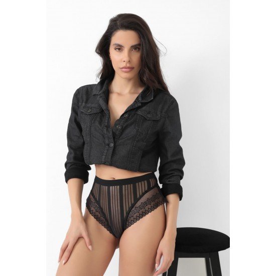 Siyah Kadın Çizgili Külot Veronica-K1008 Siyah Kadın Çizgili Külot Veronica-K1008