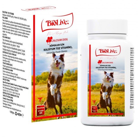 Biolive Köpekler İçin Kalsiyum Toz Vitamin 100gr Biolive Köpekler İçin Kalsiyum Toz Vitamin 100gr