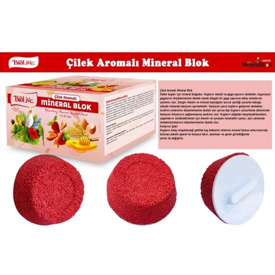 BİOLİVE Çilek Aromalı Mineral Blok BİOLİVE Çilek Aromalı Mineral Blok