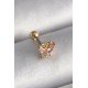 316L Çelik Gold Renk Pembe Zirkon Taşlı Kelebek Tragus Piercing - Lisinya