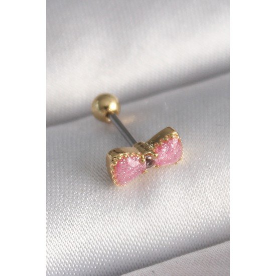 316L Çelik Gold Renk Pembe Fiyonk Model Tragus Piercing - Lisinya 316L Çelik Gold Renk Pembe Fiyonk Model Tragus Piercing - Lisinya