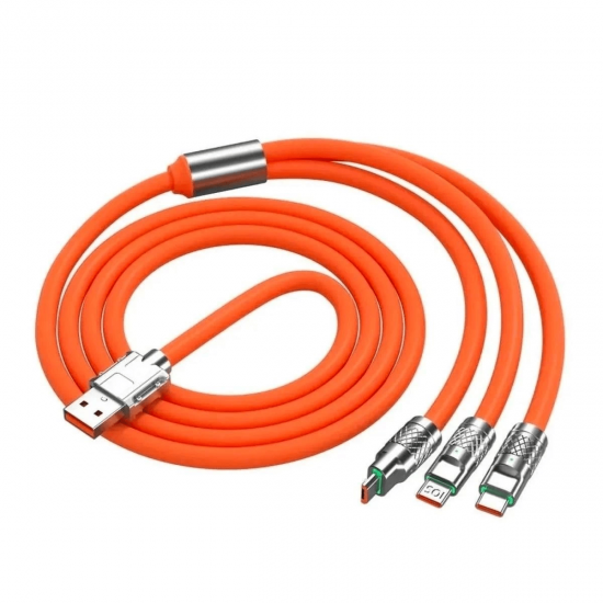 3 İn 1 Type-c + Micro Usb + Lightning Hızlı Şarj Kablosu Silikon Kablo 1 Metre Opp Ambalaj ( Lisinya )