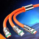 3 İn 1 Type-c + Micro Usb + Lightning Hızlı Şarj Kablosu Silikon Kablo 1 Metre Opp Ambalaj ( Lisinya )