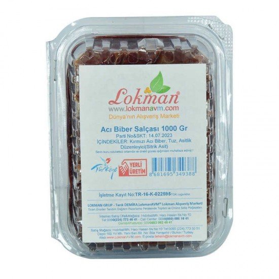 Acı Biber Salçası 1000 Gr Paketli Kutulu Acı Biber Salçası 1000 Gr Paketli Kutulu