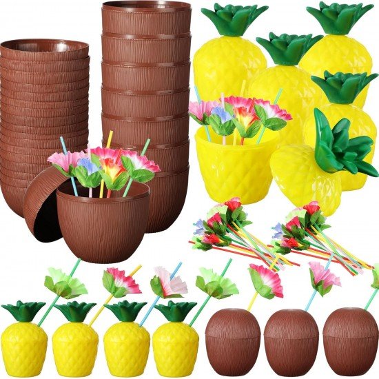 Ananas & Hindistan Cevizi Tasarımlı Pipetli Bardak Seti (6 Adet) Ananas & Hindistan Cevizi Tasarımlı Pipetli Bardak Seti (6 Adet)