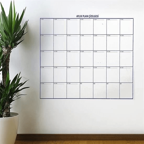 Aylık Planlayıcı Manyetik Duvar Stickerı Takvim Plan Çizelgesi ( Lisinya ) Aylık Planlayıcı Manyetik Duvar Stickerı Takvim Plan Çizelgesi ( Lisinya )