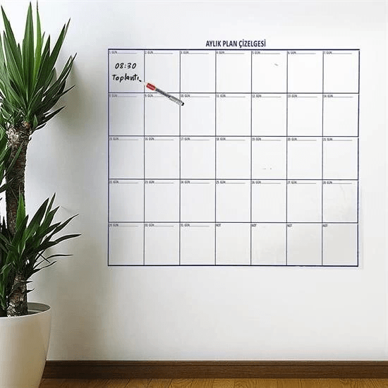 Aylık Planlayıcı Manyetik Duvar Stickerı Takvim Plan Çizelgesi ( Lisinya ) Aylık Planlayıcı Manyetik Duvar Stickerı Takvim Plan Çizelgesi ( Lisinya )