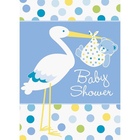 Baby Boy Stork Temalı Mavi Renk Baby Shower Davetiye 8 Adet Baby Boy Stork Temalı Mavi Renk Baby Shower Davetiye 8 Adet